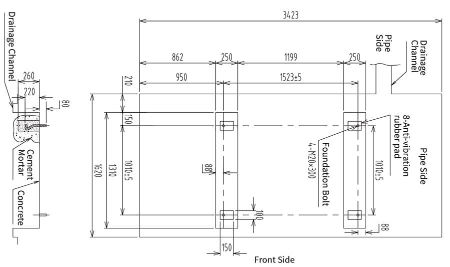 RCUF100 125WZY UNIT FOUNDATION FIGURE (1) RCUF100 125WZY Foundation Hình (1)